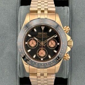 SeikoMod Rose Gold Daytona watch w/ Black Dial (Custom build 39.5 mm)